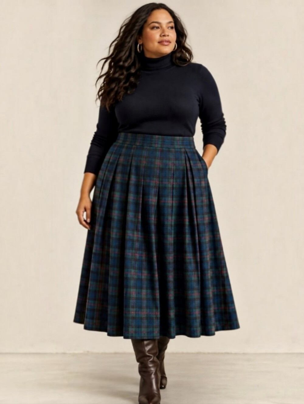 Pendleton Black Watch Tartan Plaid Wool Pleated Skirt 18W USA